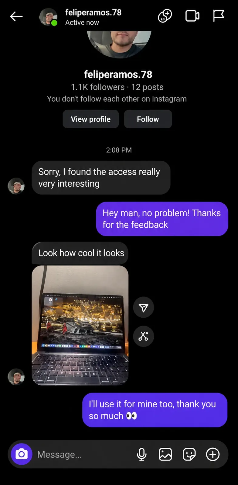 Customer screenshot showing the artwork on a laptop